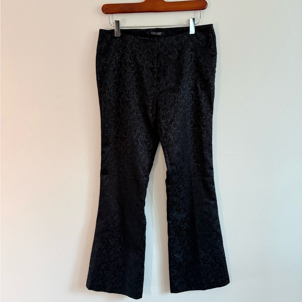 Karen Kane Black Damask Jacquard Bootcut Dress Pants Petite 6
